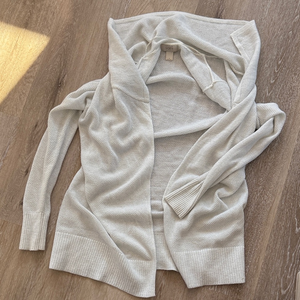 LOFT light grey Open-Front Cardigan